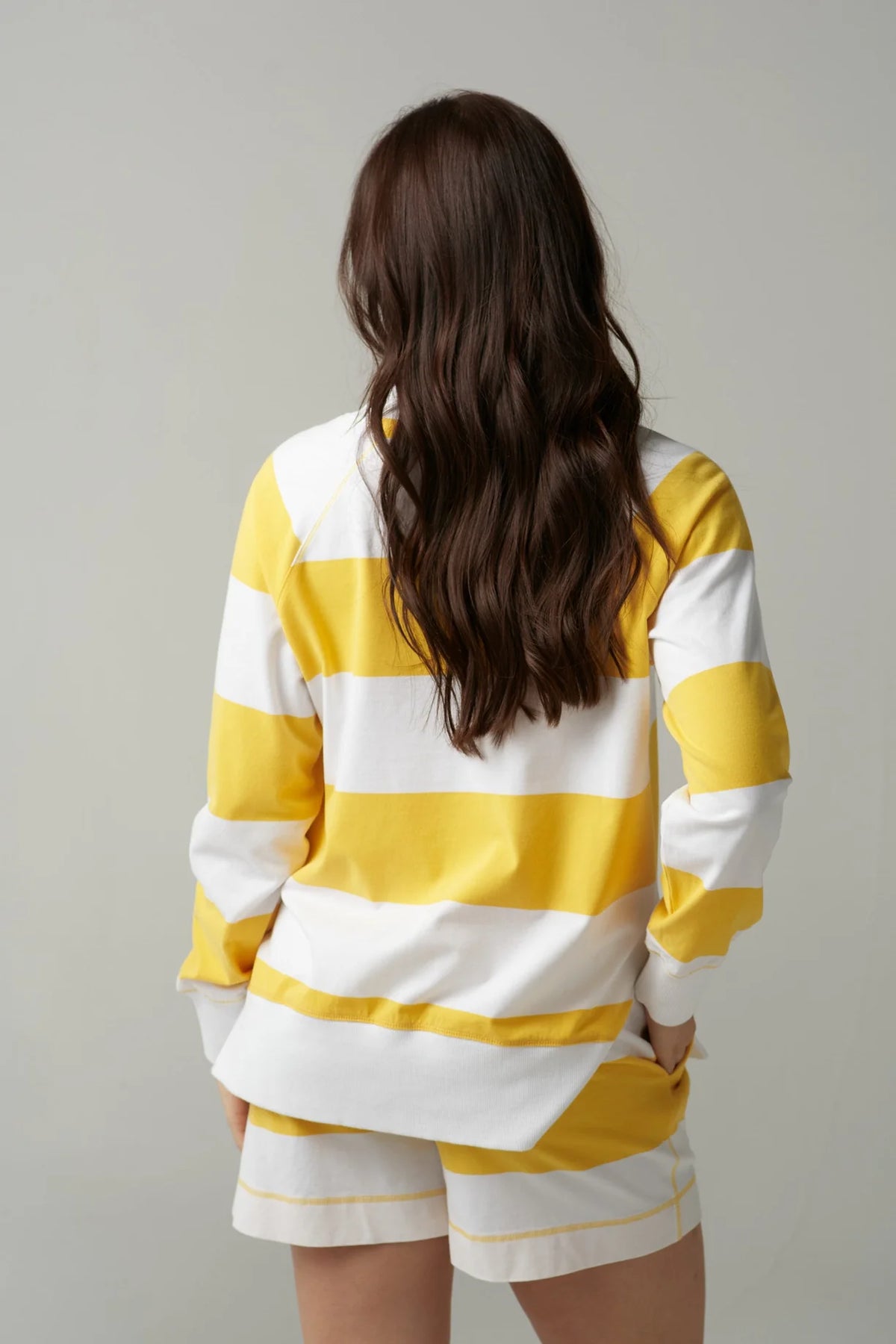 Rugby V Neck Sweater - White/Daffodil