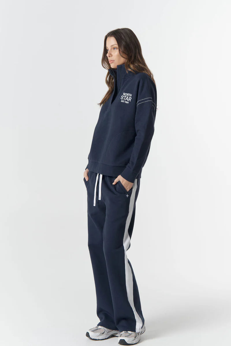 Off Track 1/2 Zip Sweater - Parisian Navy/White