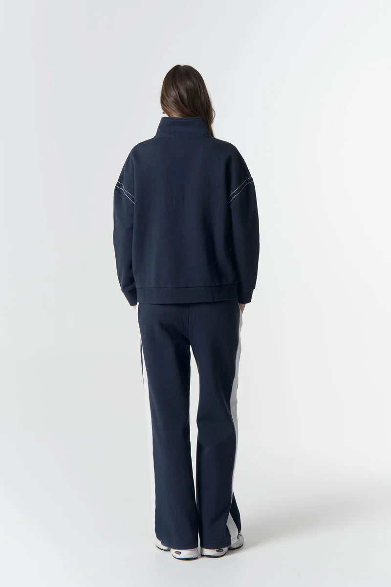 Off Track 1/2 Zip Sweater - Parisian Navy/White