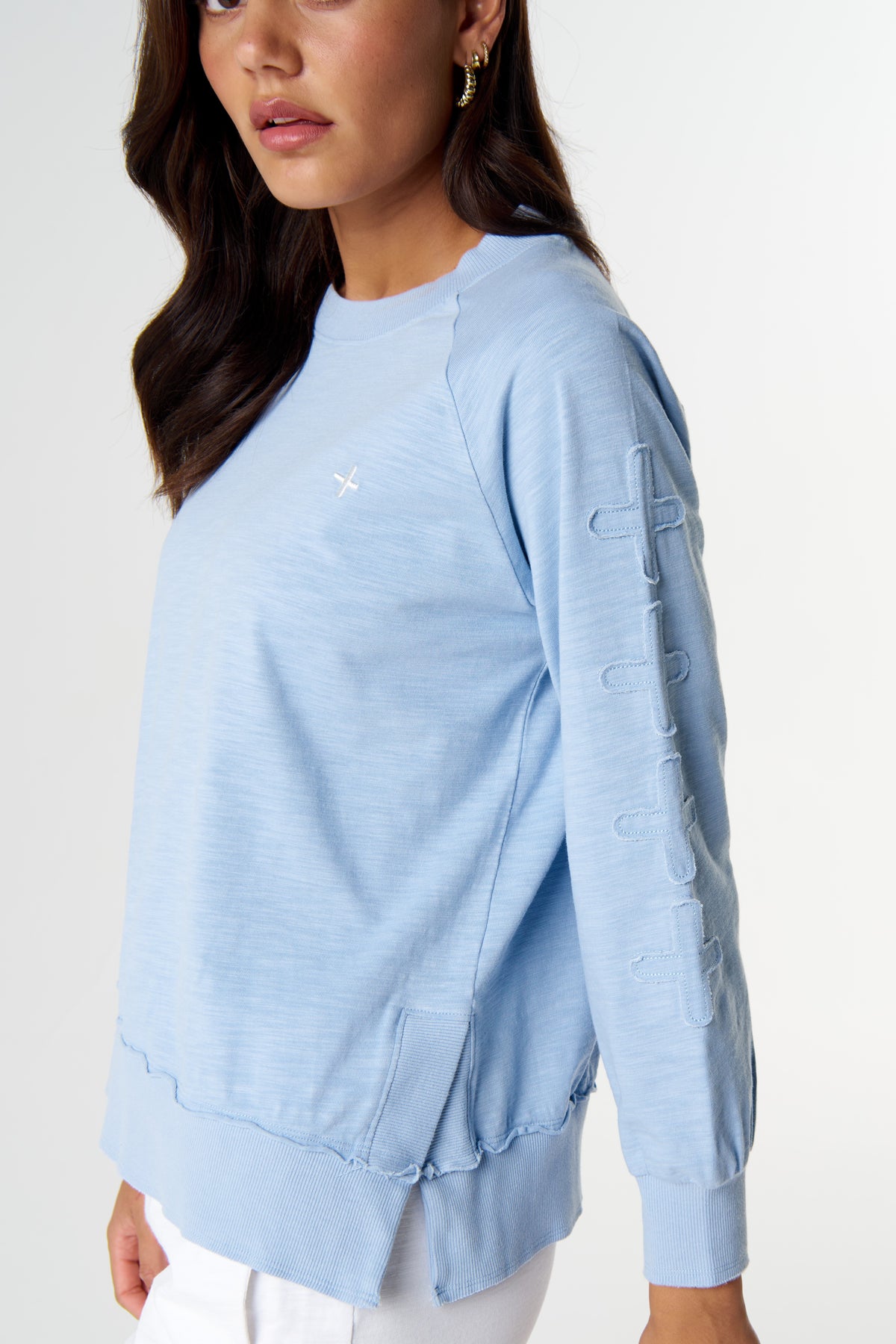 The Fave Cross Sweater - Skyride Blue