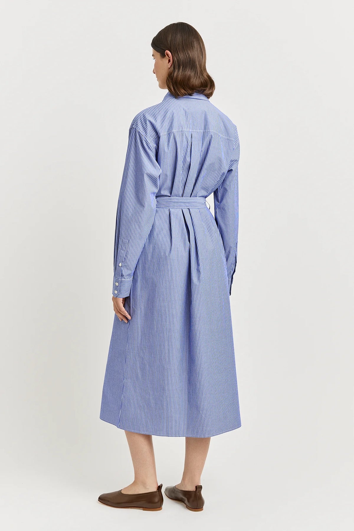 Blue stripe shirt dress