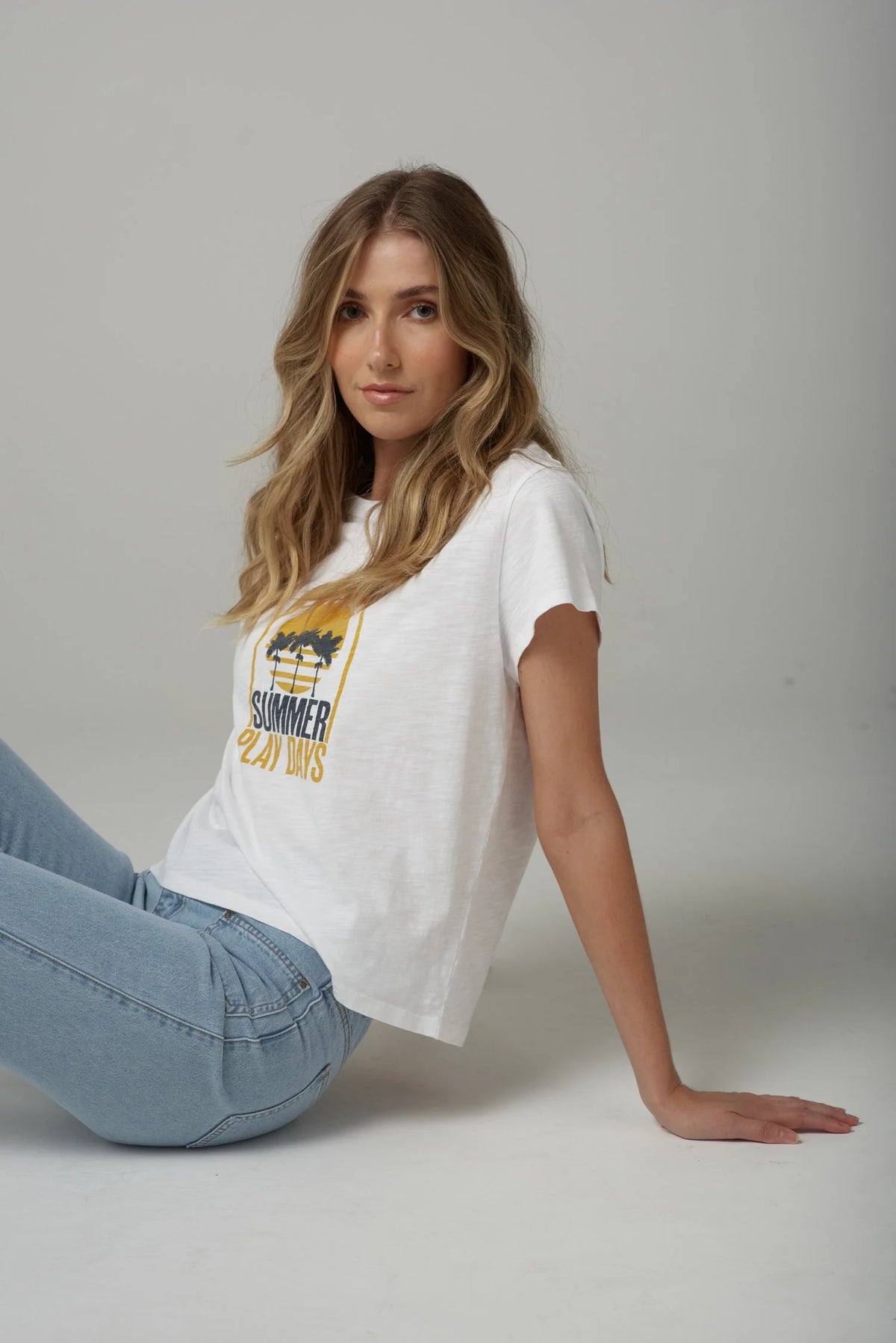 Summer Play Printed Tee - Navy/White