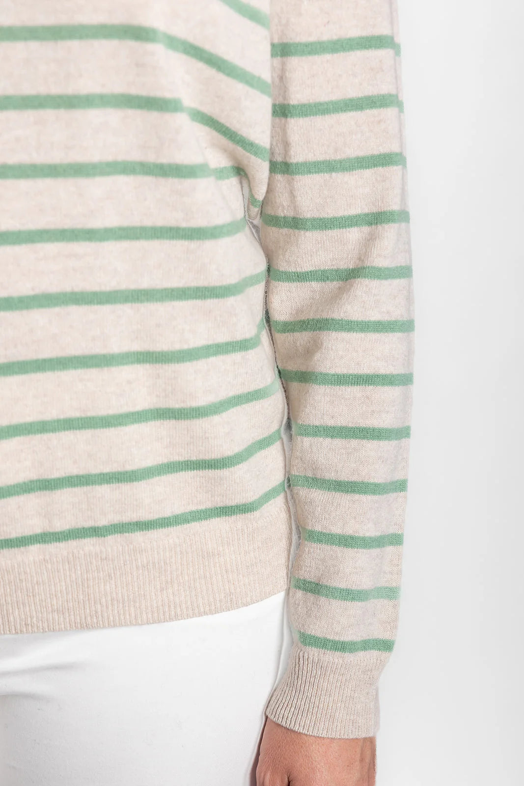 Breton Jumper - Oatmeal/Mint Green