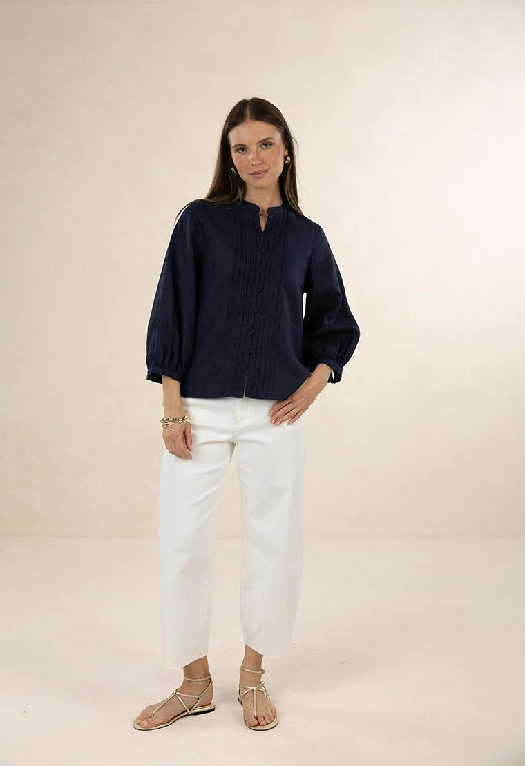 Navy Linen blouse