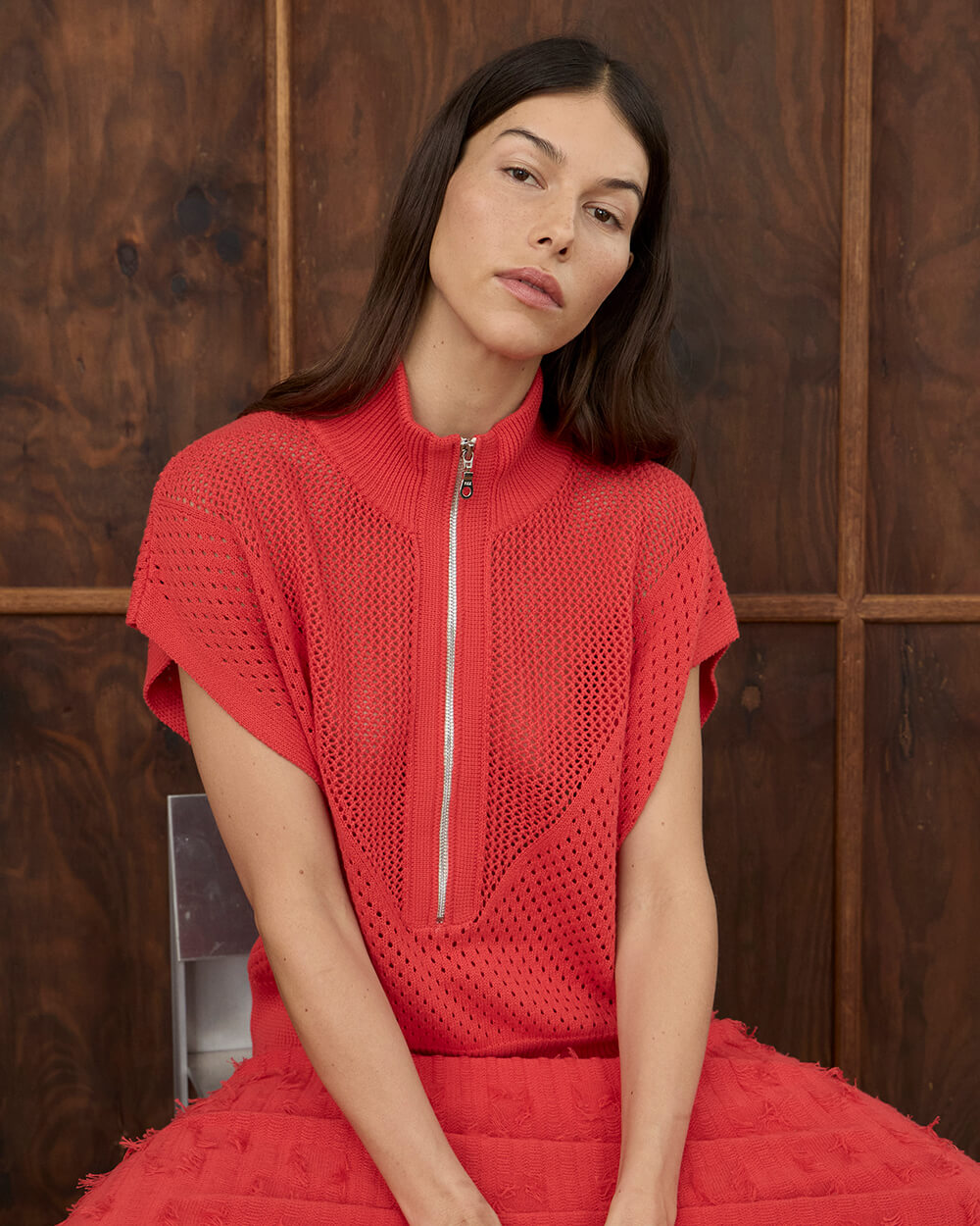 Carrie Zip Top - Red