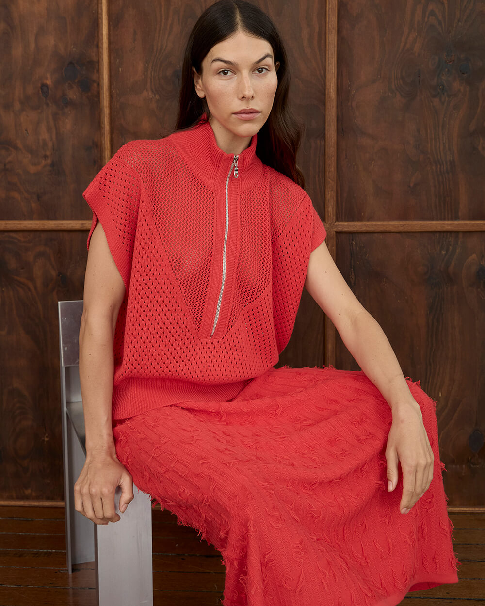 Open weave top red