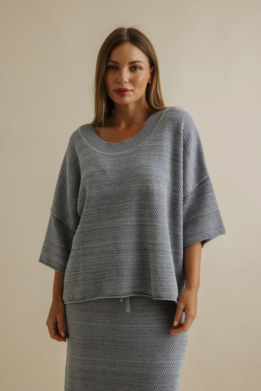 Coral Knitted Tee Pullover - Sea Combo