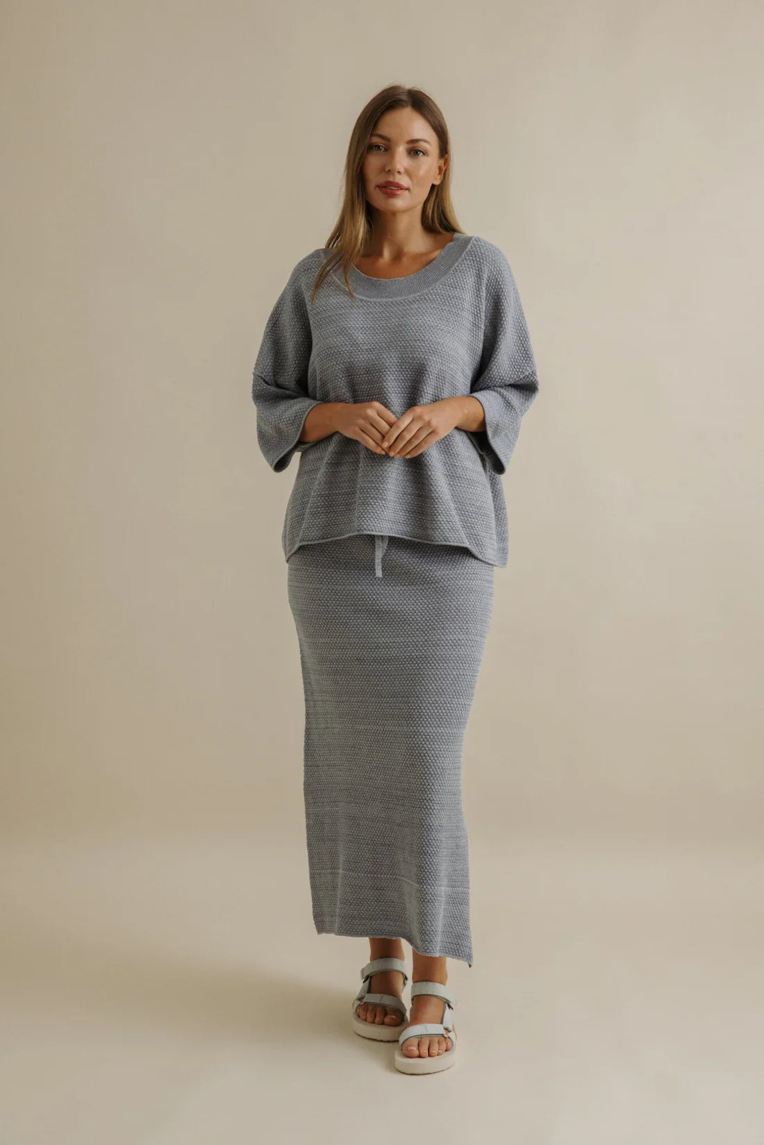 Coral Knitted Skirt - Sea Combo