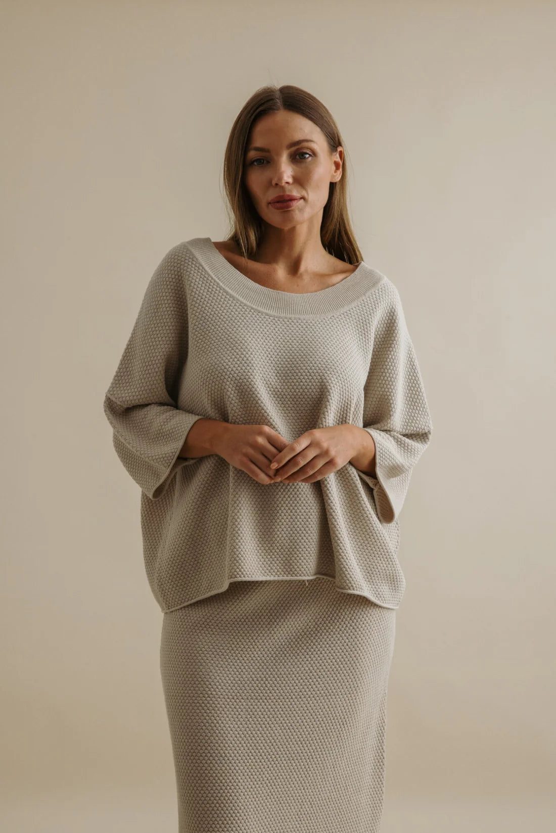 Coral Knitted Tee - Sand