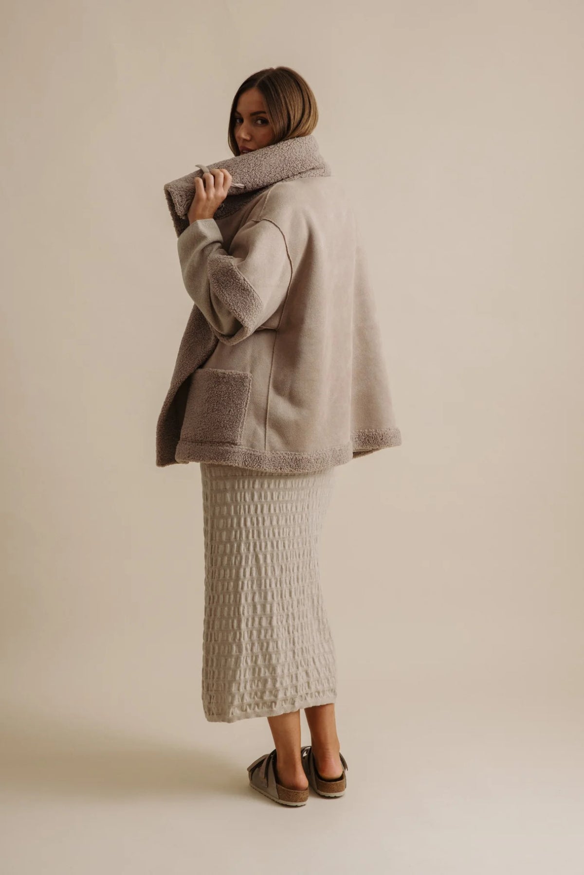 Sherpa Cuddle Coat - Putty