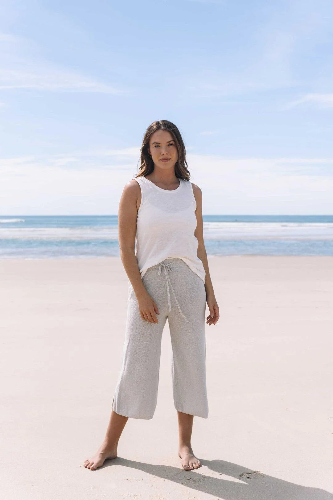 Shoreline Fine Slub Singlet - Salt