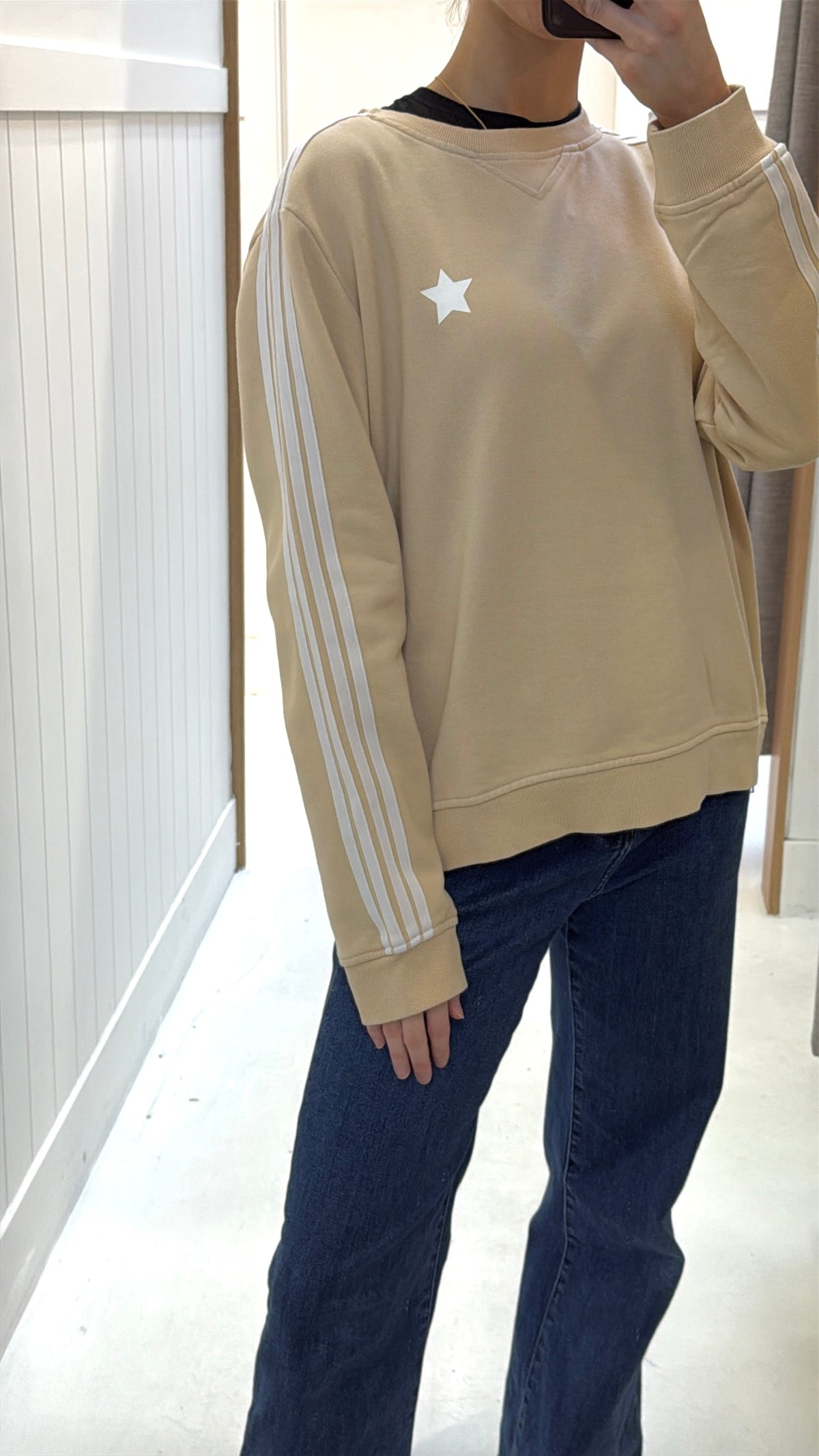 Arm Stripe Sweatshirt - Beige/White