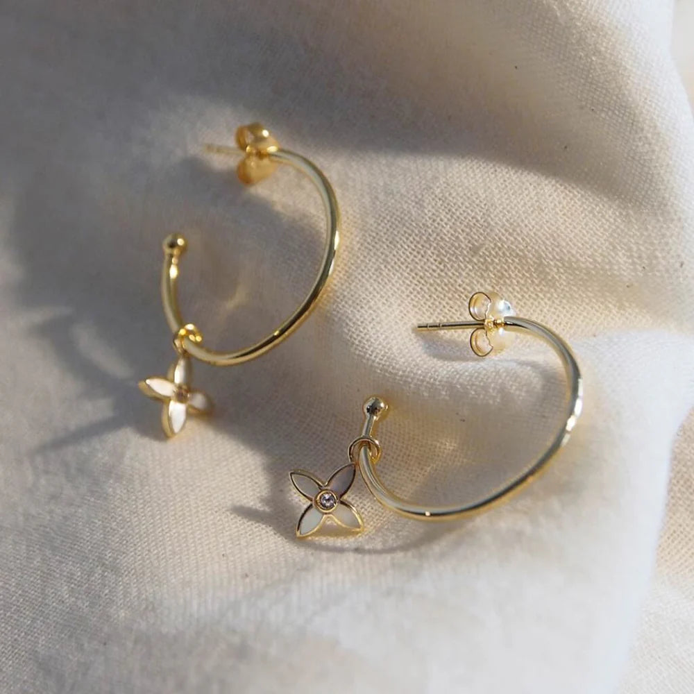 Medium Hoop Flower Earrings