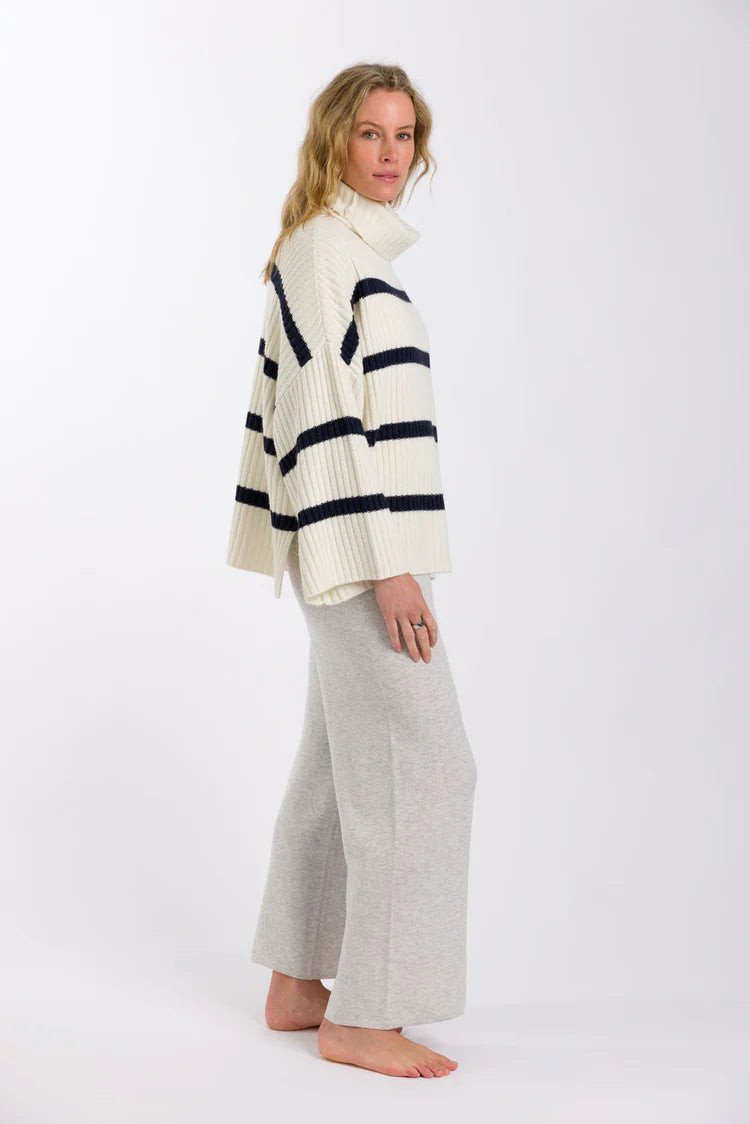Divine Stripe Rib Pullover - Vanilla/Starling