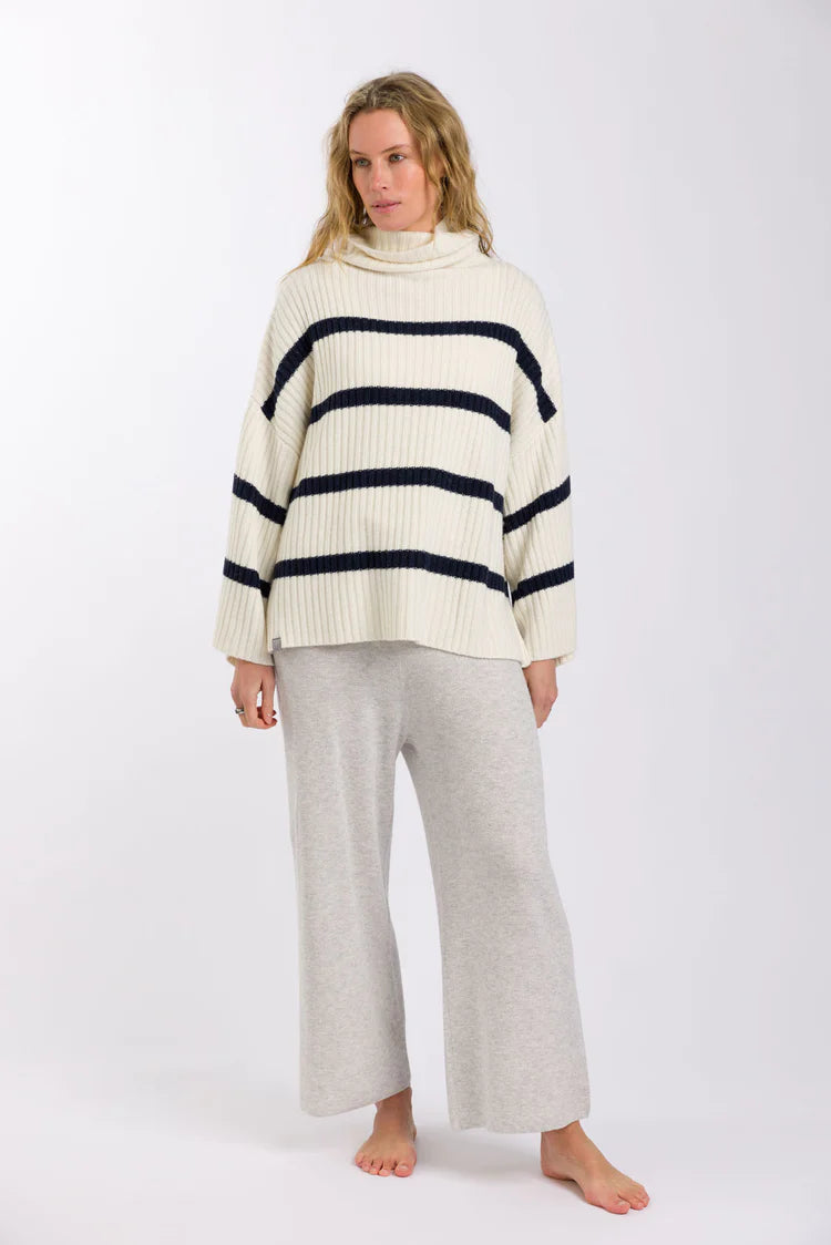 Divine Stripe Rib Pullover - Vanilla/Starling