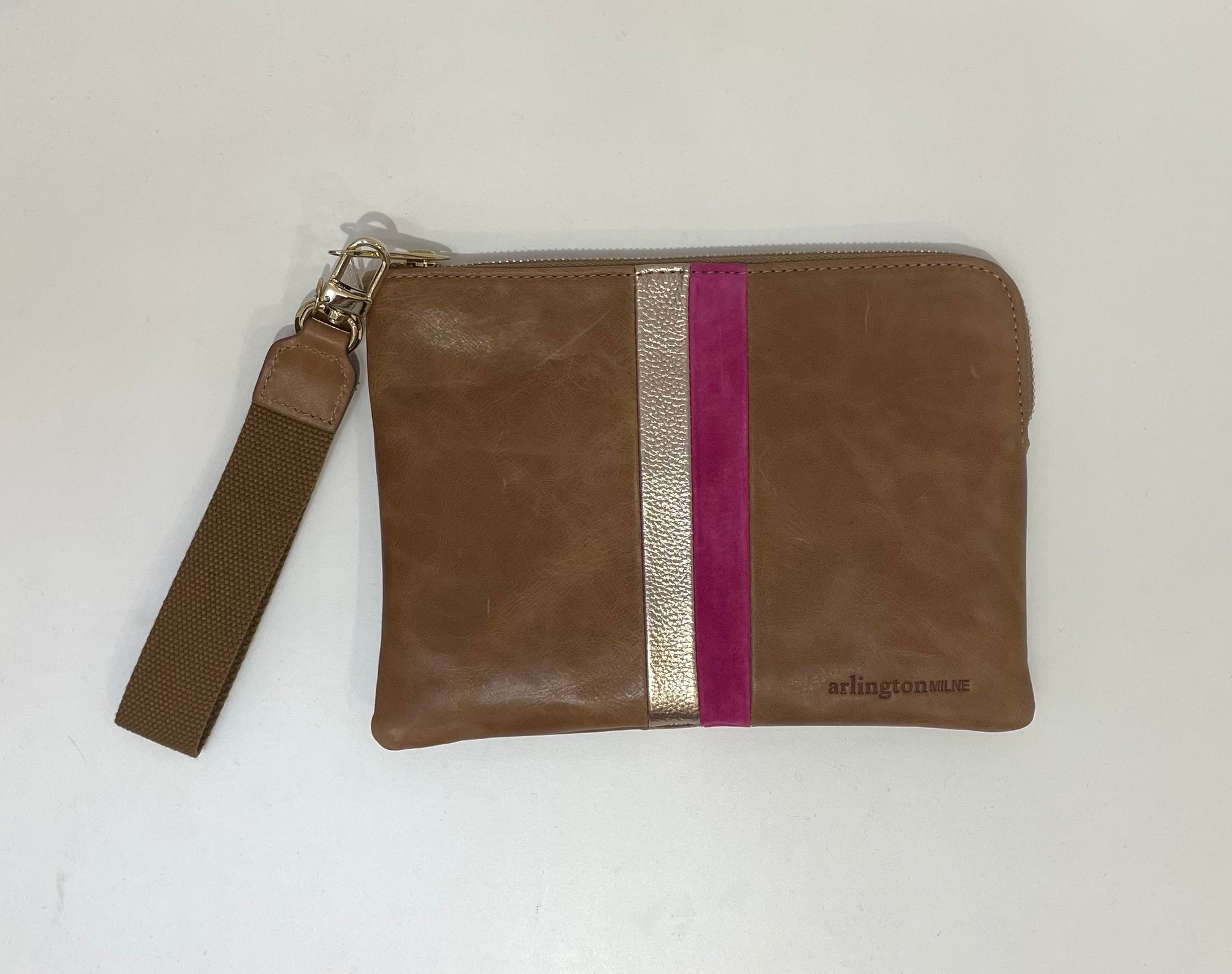 PAIGE CLUTCH STRIPE - VINTAGE TAN MULTI