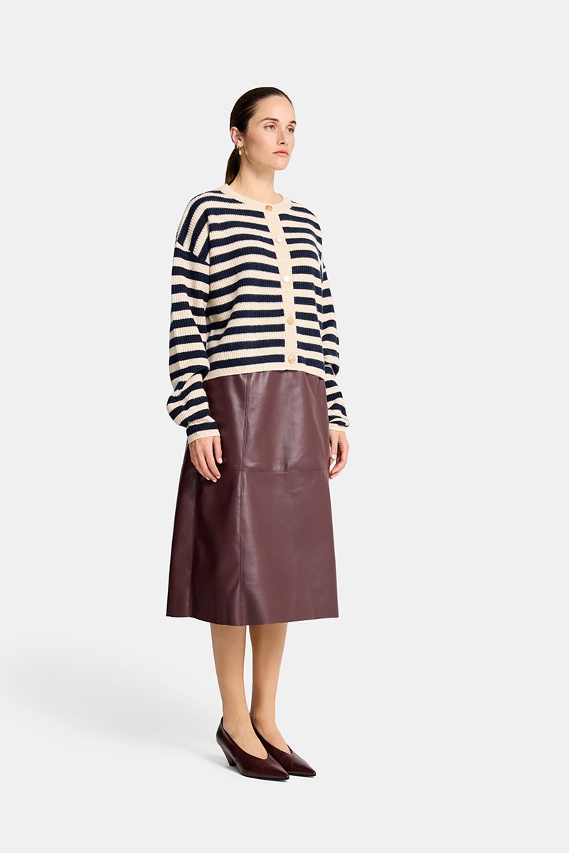 Becky Stripe Cardi - Cream/Navy