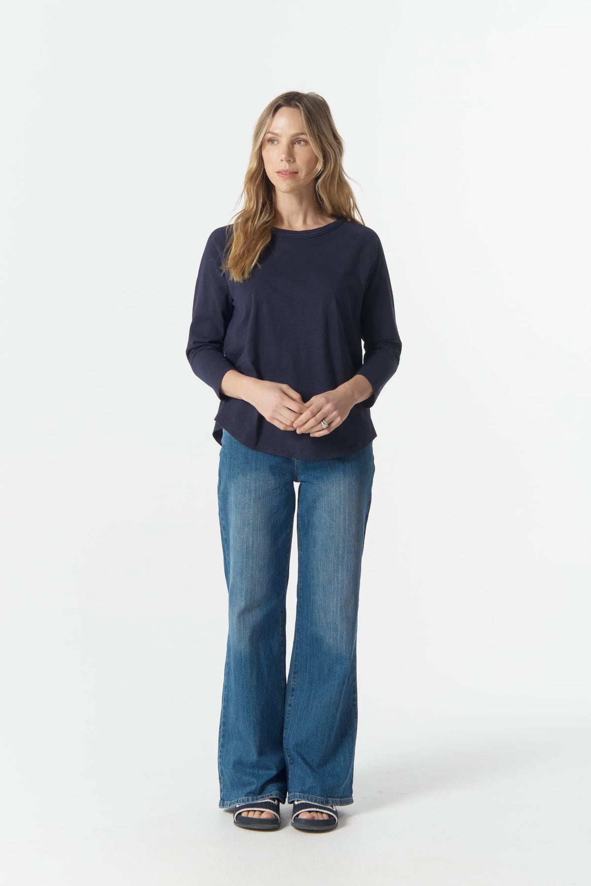 Raglan 3/4 Sleeve Tee -Parisian Navy