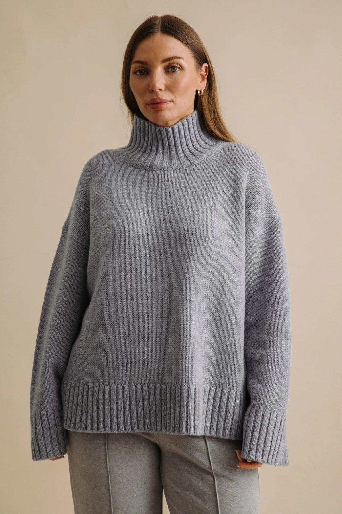 Elevate Mock Merino Cashmere Pullover in Ocean