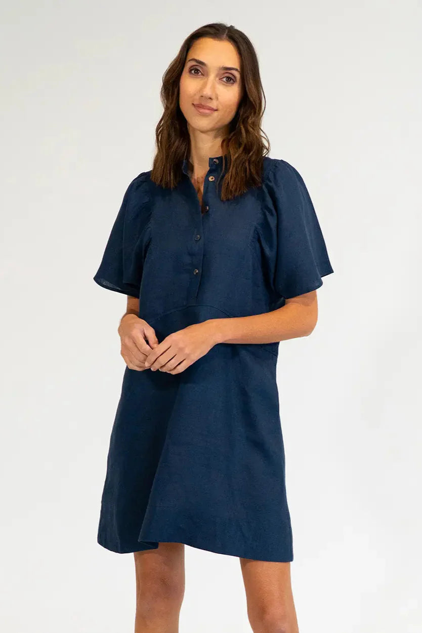 Navy Linen Dress
