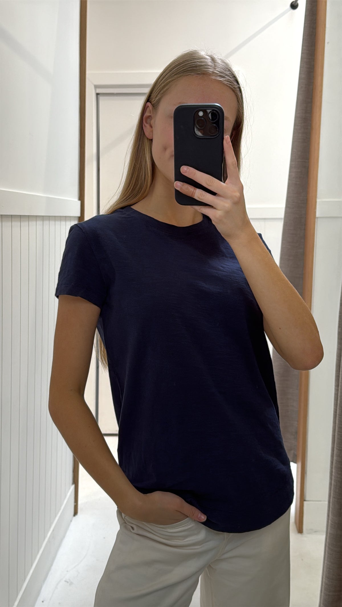 Cotton Shaped Hem Tee -Parisian Navy