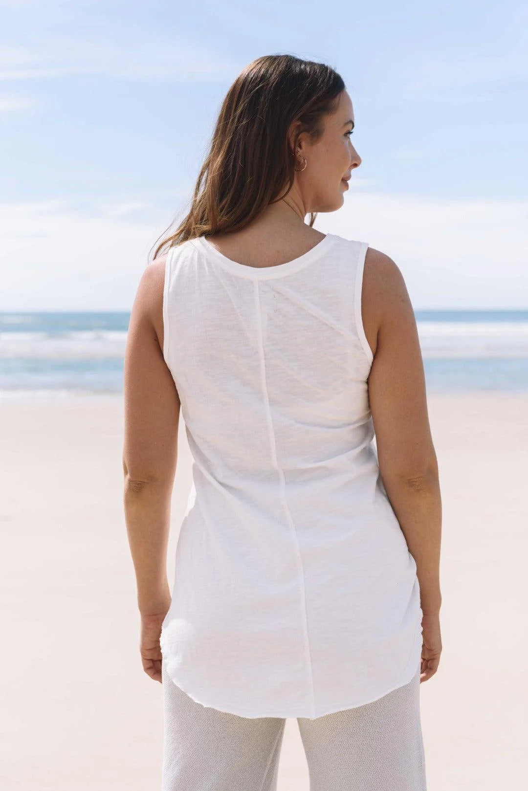 Shoreline Fine Slub Singlet - Salt