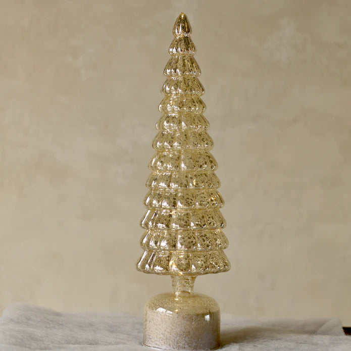 Rotating LED Glass Tree with Mercury - 36cm
