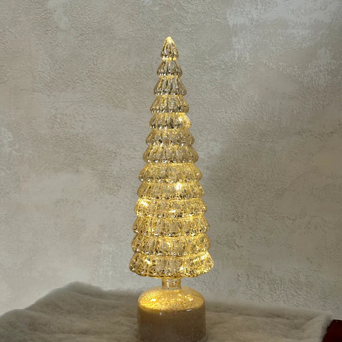 Rotating LED Glass Tree with Mercury - 36cm
