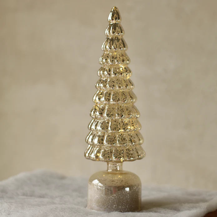 Rotating LED Glass Tree with Mercury - 31cm