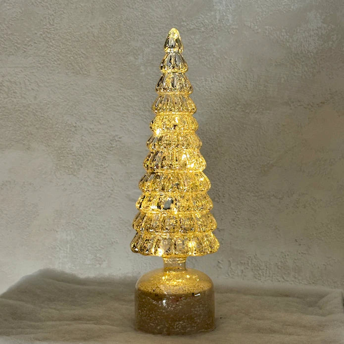 Rotating LED Glass Tree with Mercury - 31cm