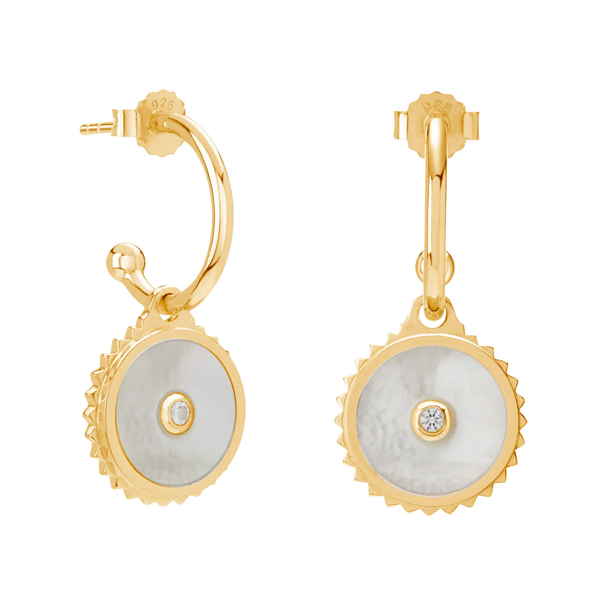 Halcyon Shield Earrings - Mother of Pearl/Gold