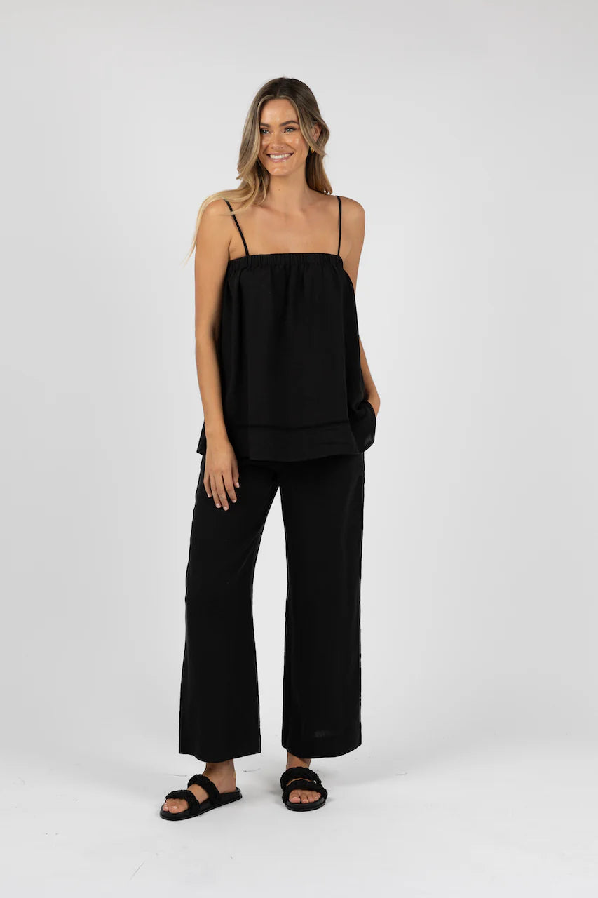 Fleetwood Linen Pant - Black