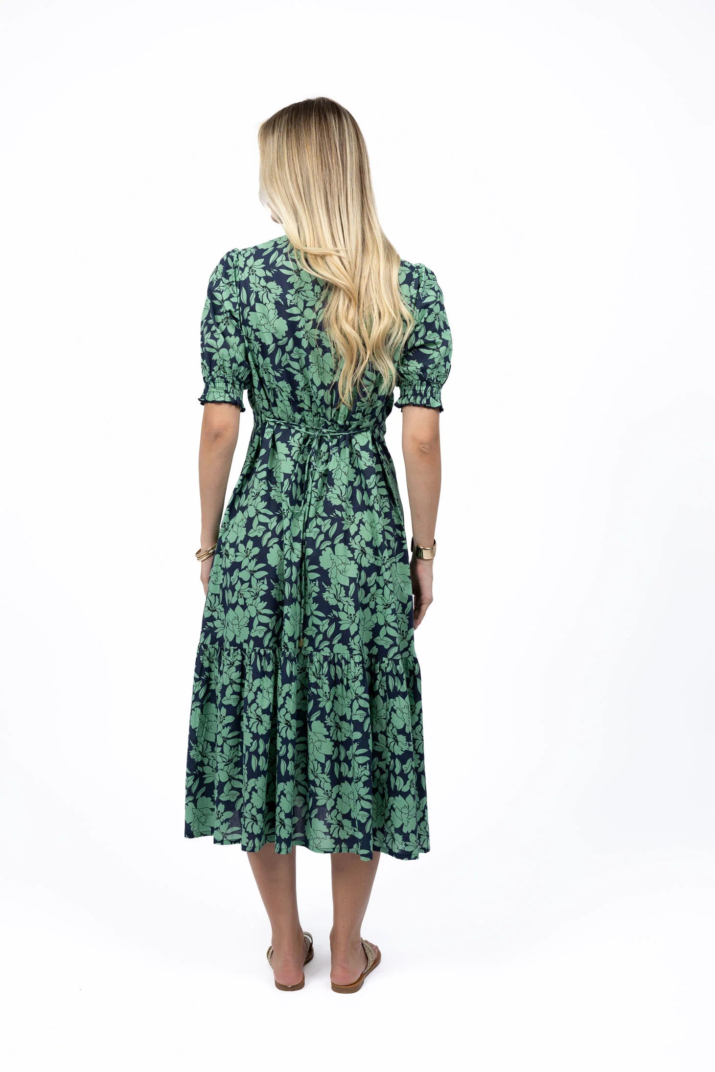 Fleur Midi Dress - Navy/Mint