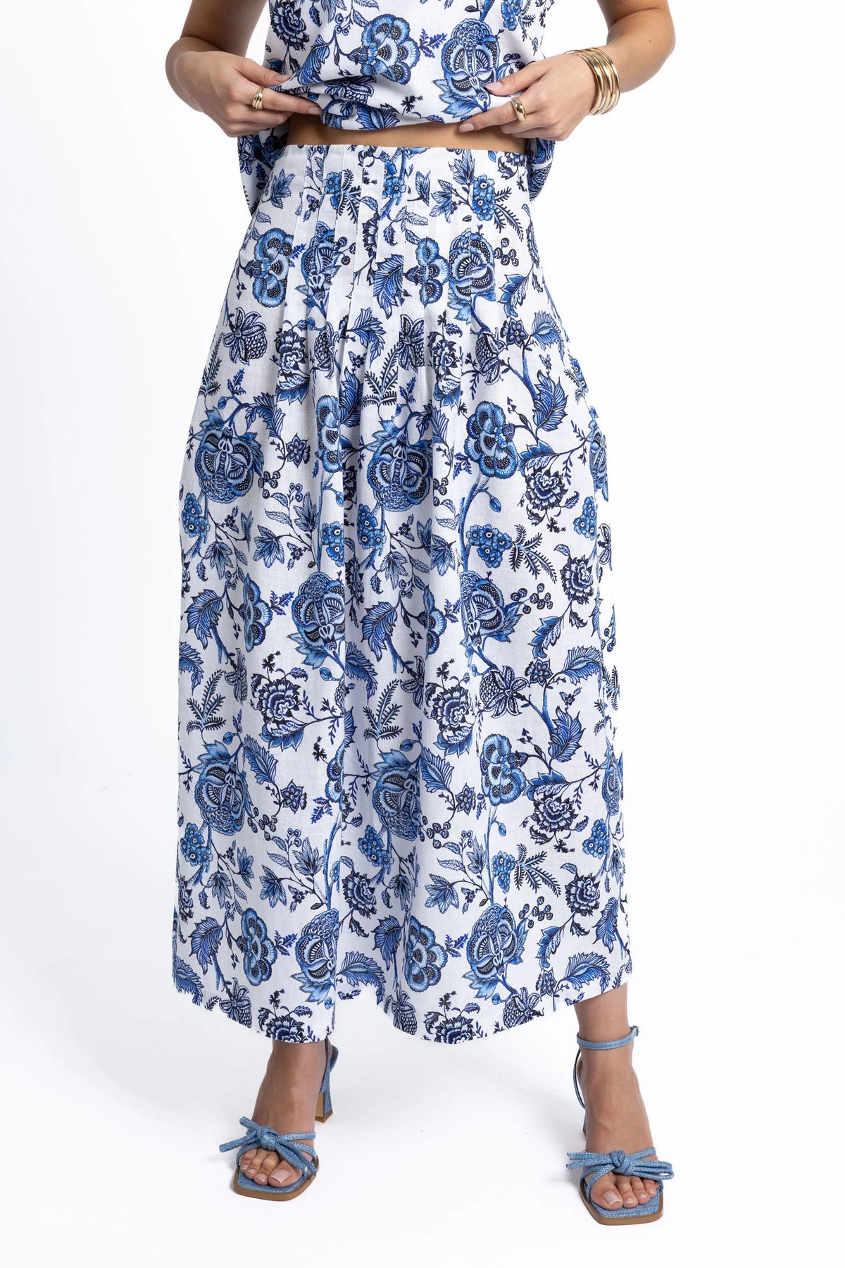 floral linen skirt