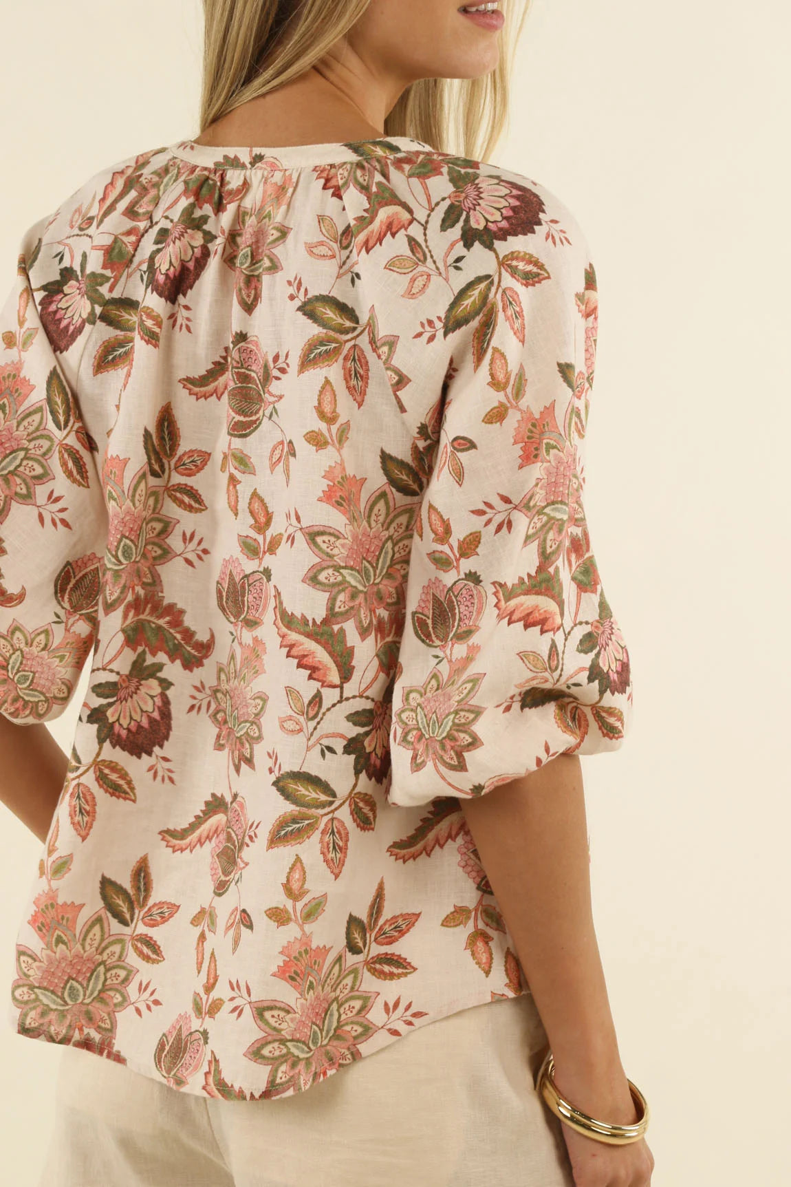 Floral linen blouse