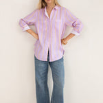 Boyfriend Linen Shirt - Mauve Over Beige
