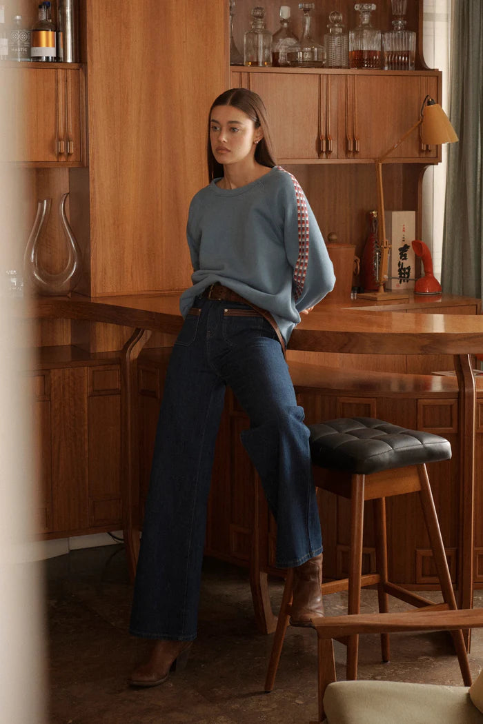 Leather pocket detail jean
