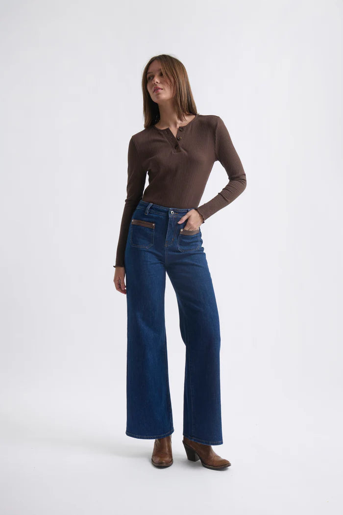 Harper Jean | Leather Pocket - Palisade Blue