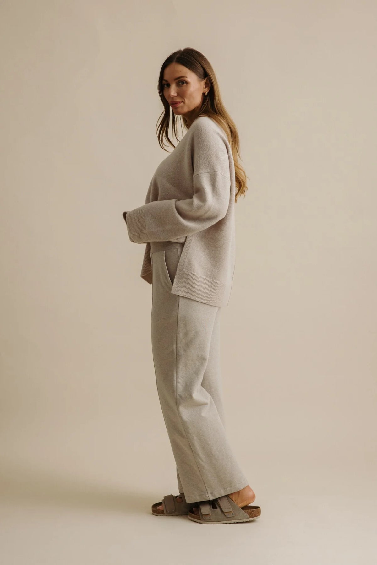 Wide leg fleece sweatpants
