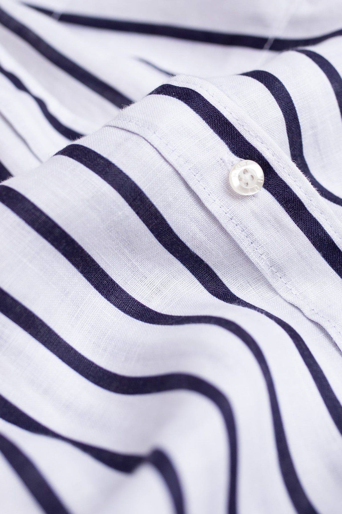 Stripe Boyfriend Linen Shirt - Navy and White
