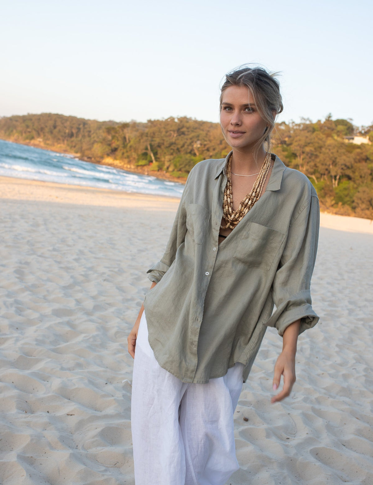 Boyfriend Linen Shirt - Biscuit