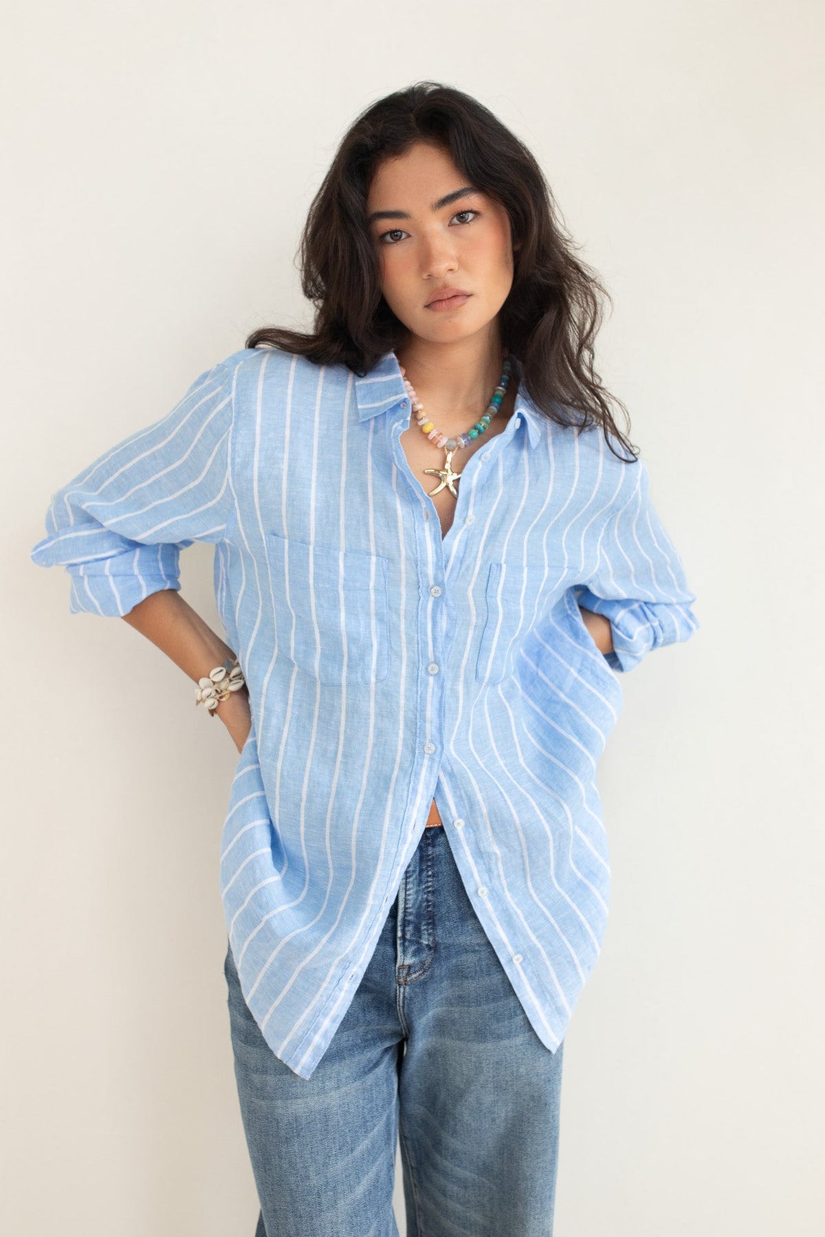 Hut boyfriend linen shirt - Amalfi stripe