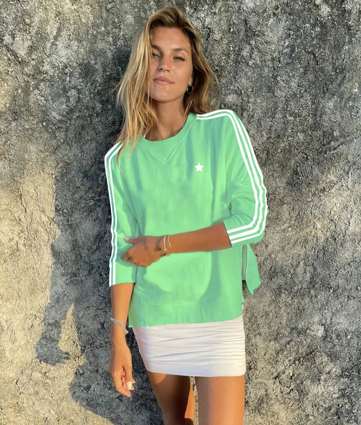 Arm Stripe Sweatshirt - Mint/White Stripe