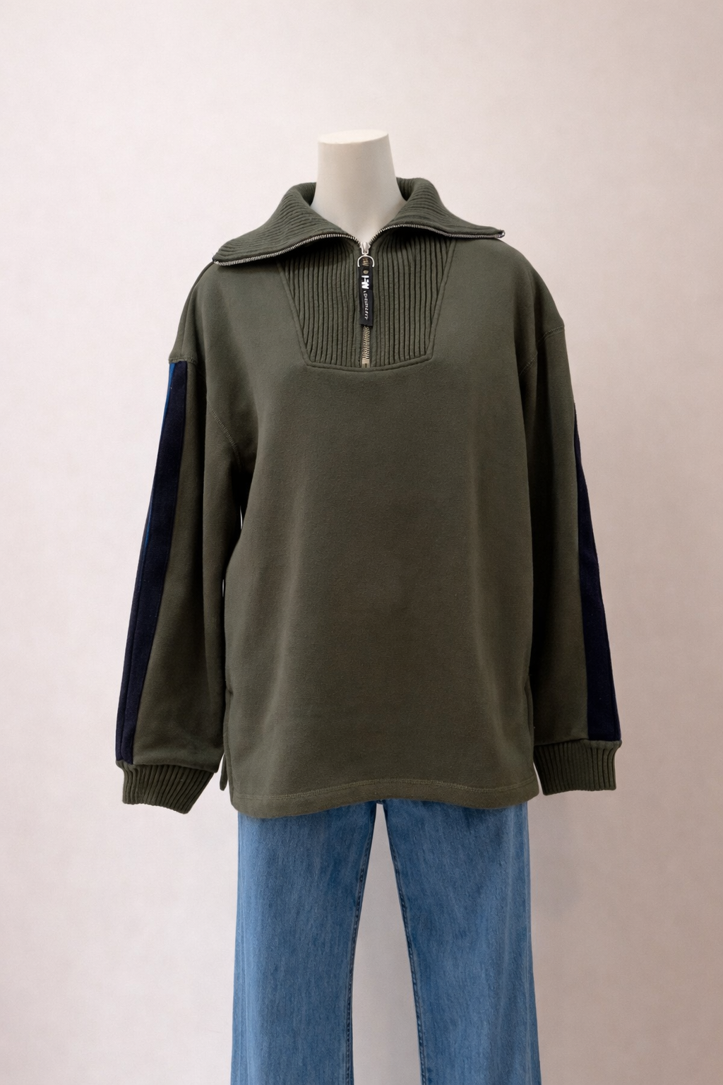 Knit Collar Crew - Khaki