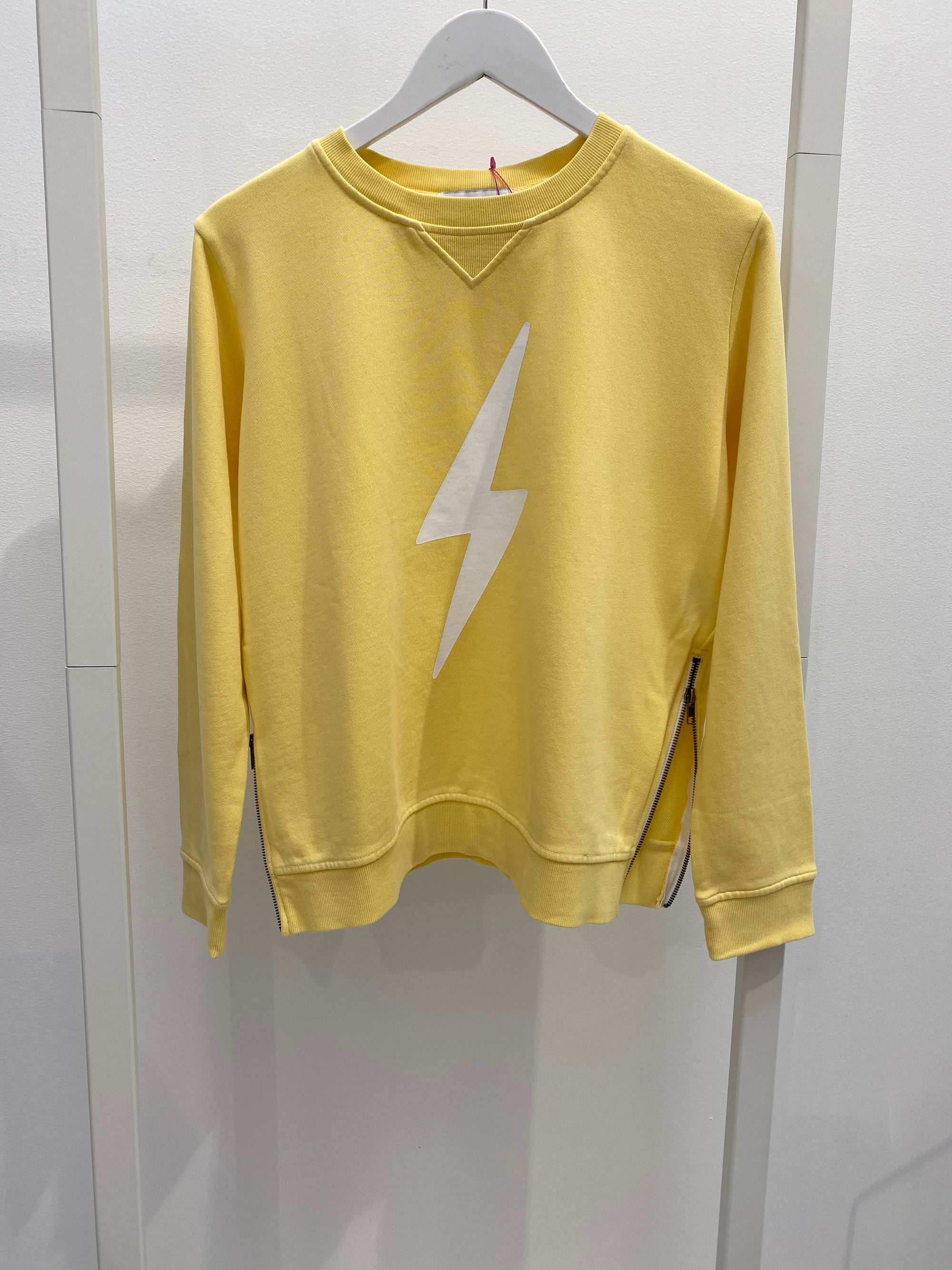 Lightning Bolt Zip Sweatshirt – Yellow & White