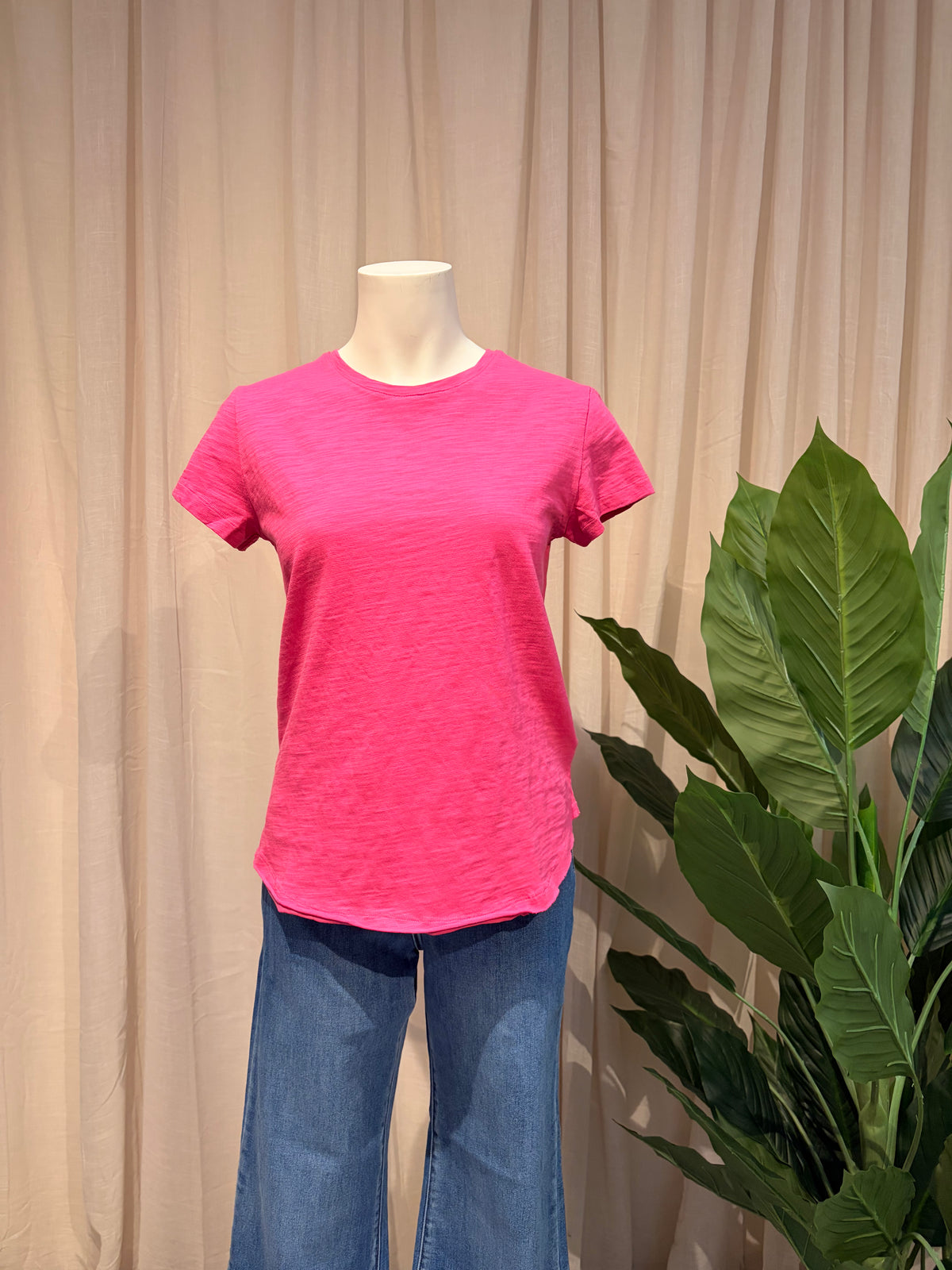 Cotton Shaped Hem Tee - Rose