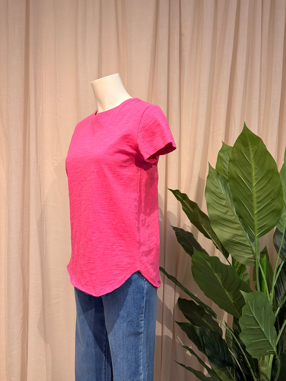 Cotton Shaped Hem Tee - Rose