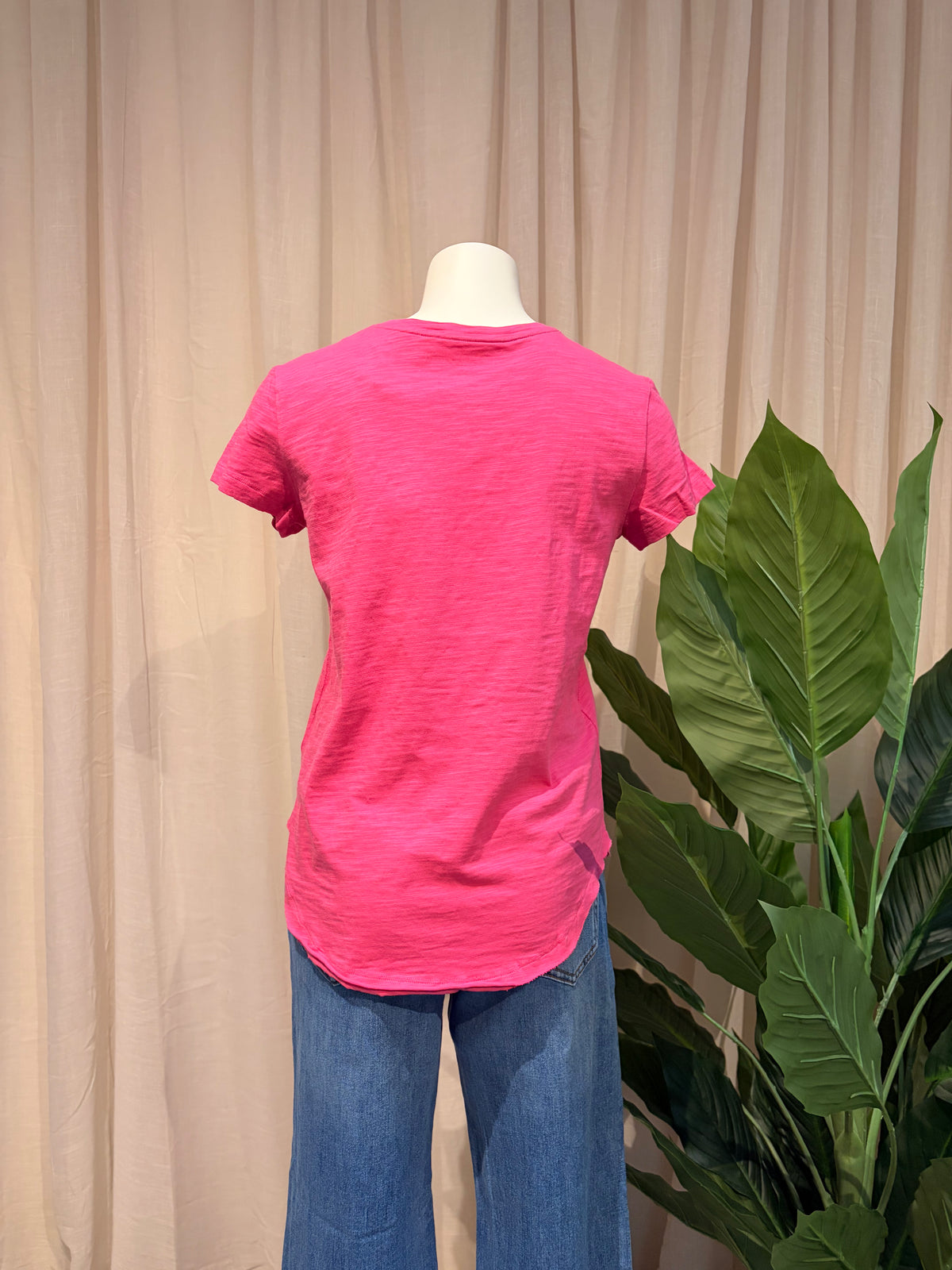 Cotton Shaped Hem Tee - Rose