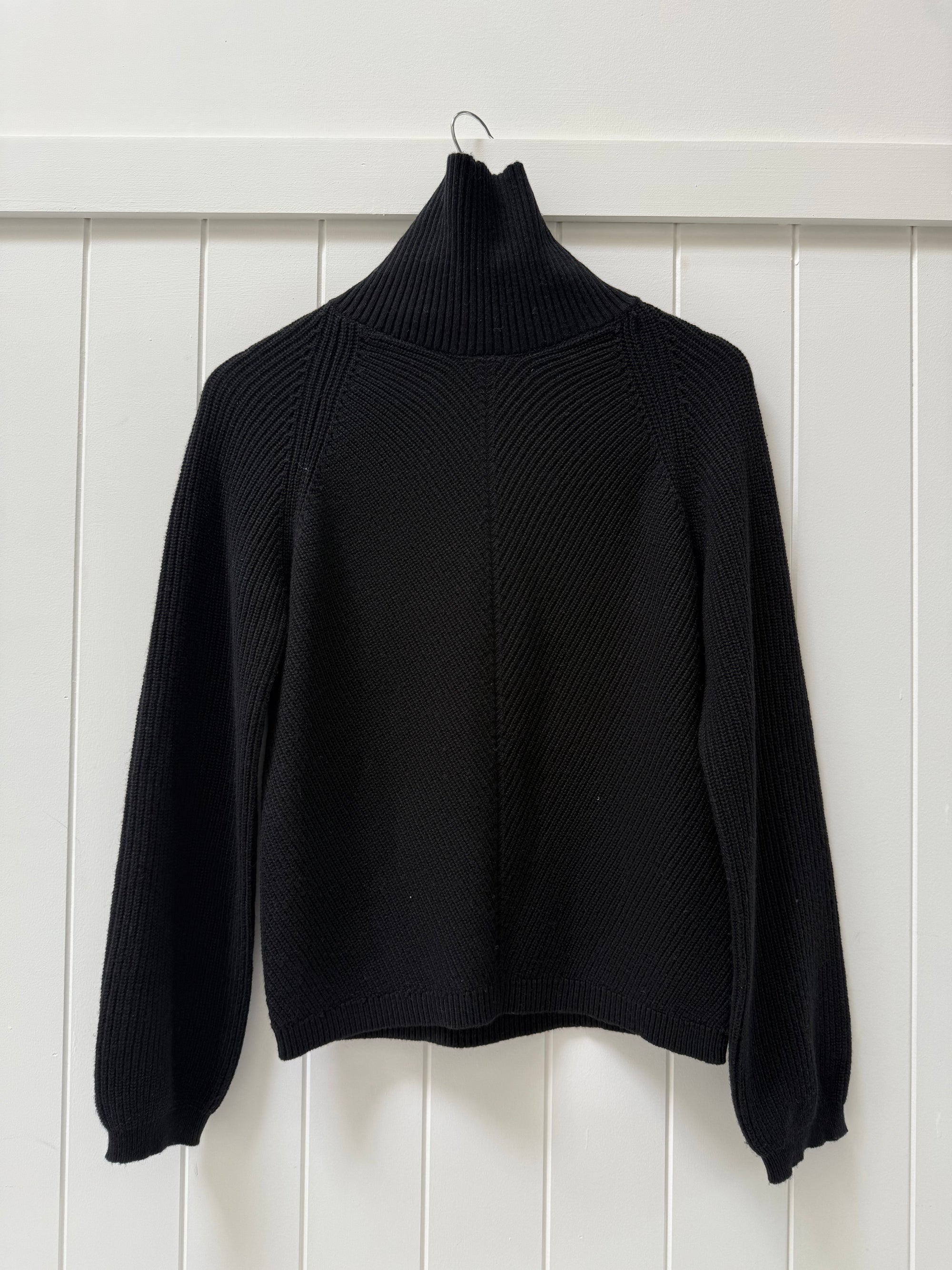 Turtle Neck Raglan Sleeve Jumper - Black Magic