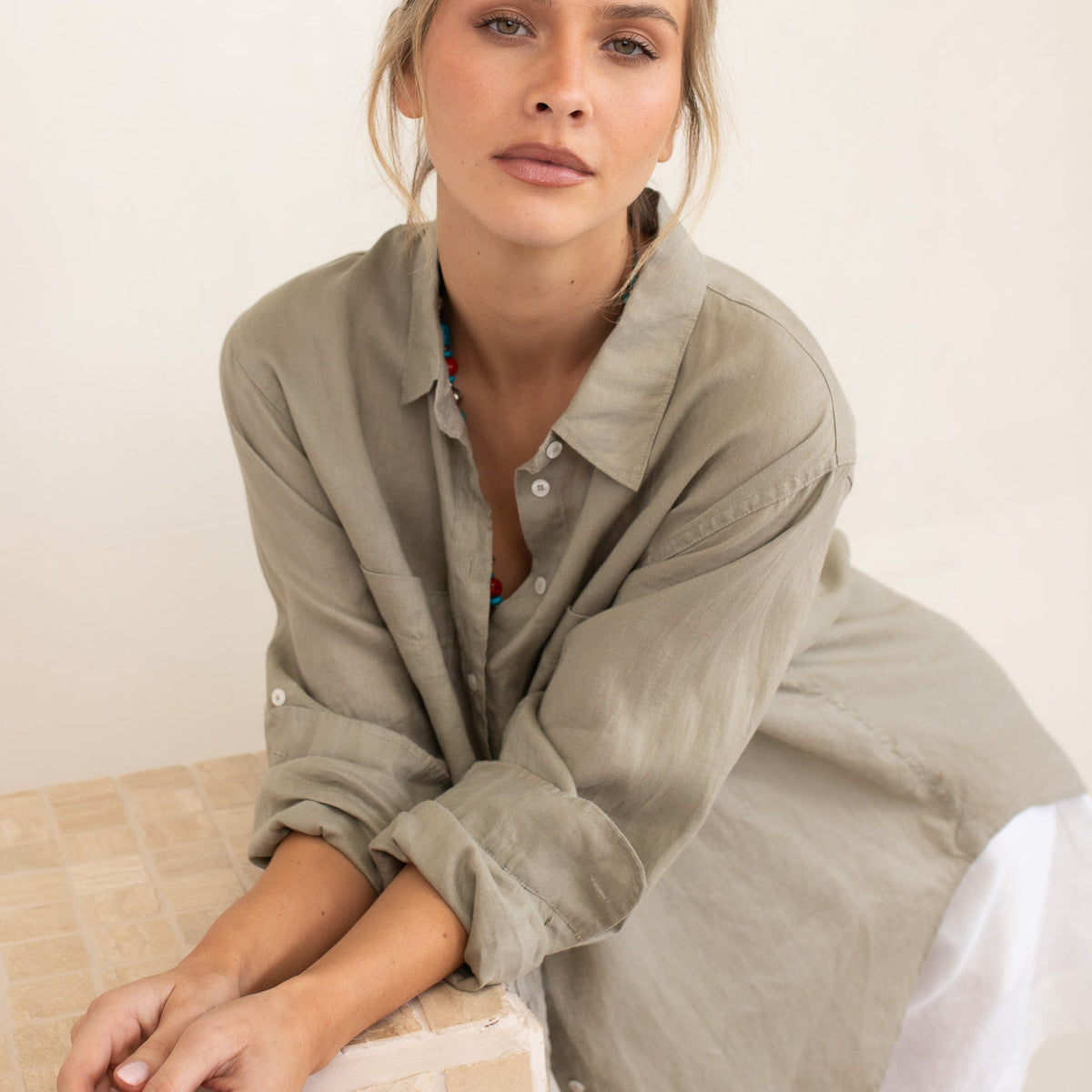 Boyfriend Linen Shirt - Biscuit